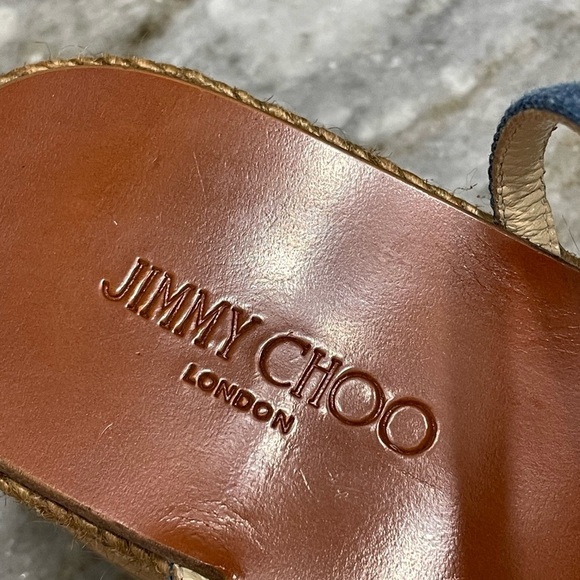 Jimmy Choo Danai 100 Denim Wedge Sandal, Blue - Picture 13 of 13